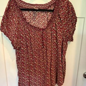 Faded Glory Red Floral Blouse